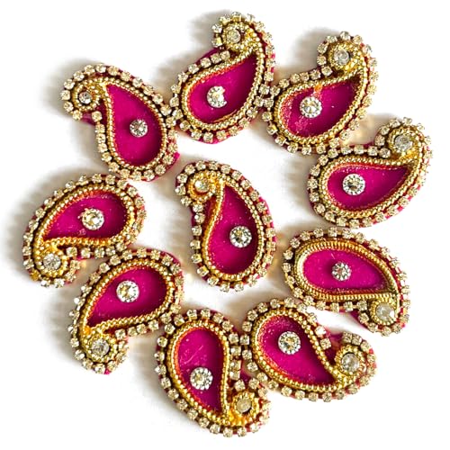 Adikala Paisley Shape Decorative Booty Embroidered Appliqué Patches for Goddess & Laddu Gopal Dress Creation, Art & Craft DIY, Clothes, Blouse, Embroidery Work Set of 50 (Rani) - Image 2