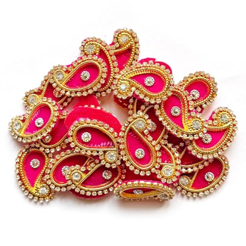 Adikala Paisley Shape Decorative Booty Embroidered Appliqué Patches for Goddess & Laddu Gopal Dress Creation, Art & Craft DIY, Clothes, Blouse, Embroidery Work Set of 50 (Rani) - Image 4