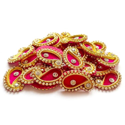 Adikala Paisley Shape Decorative Booty Embroidered Appliqué Patches for Goddess & Laddu Gopal Dress Creation, Art & Craft DIY, Clothes, Blouse, Embroidery Work Set of 50 (Rani) - Image 3