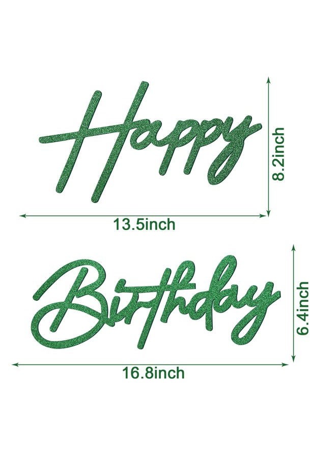 MASTRON Happy Birthday Sign for Backdrop - Glitter Green Felt 'Happy Birthday' Letter Sign for Balloon Arch Backdrop Decorations - Image 2