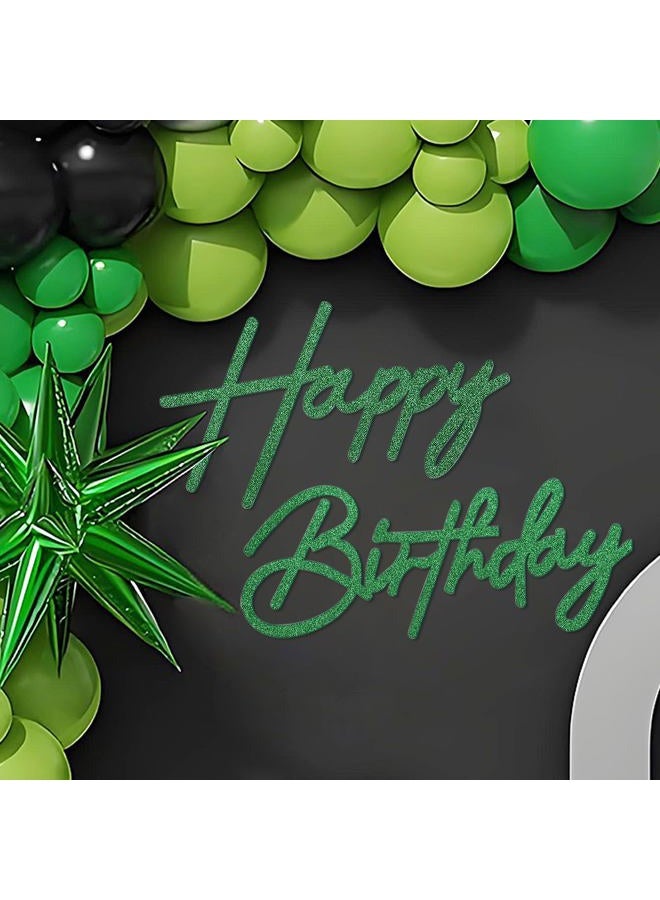 MASTRON Happy Birthday Sign for Backdrop - Glitter Green Felt 'Happy Birthday' Letter Sign for Balloon Arch Backdrop Decorations - Image 1