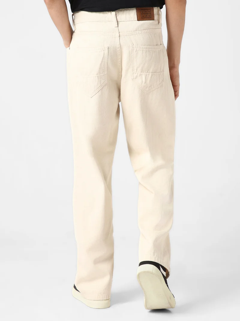 أوربانو فاشن جينز فضفاض رجالي واسع مغسول أوف وايت غير قابل للتمدد