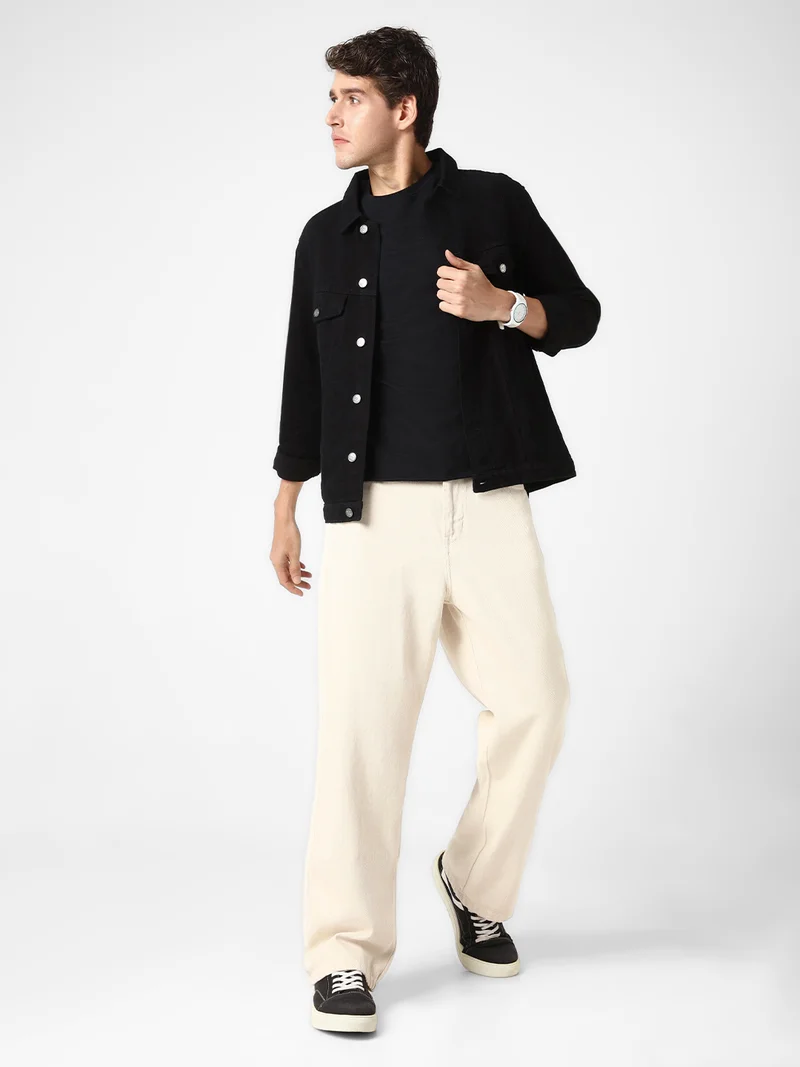 Urbano Fashion  Urbano Fashion Men's Off White Loose Baggy Fit Washed Jeans Non-Stretchable for Men | Best Price UAE