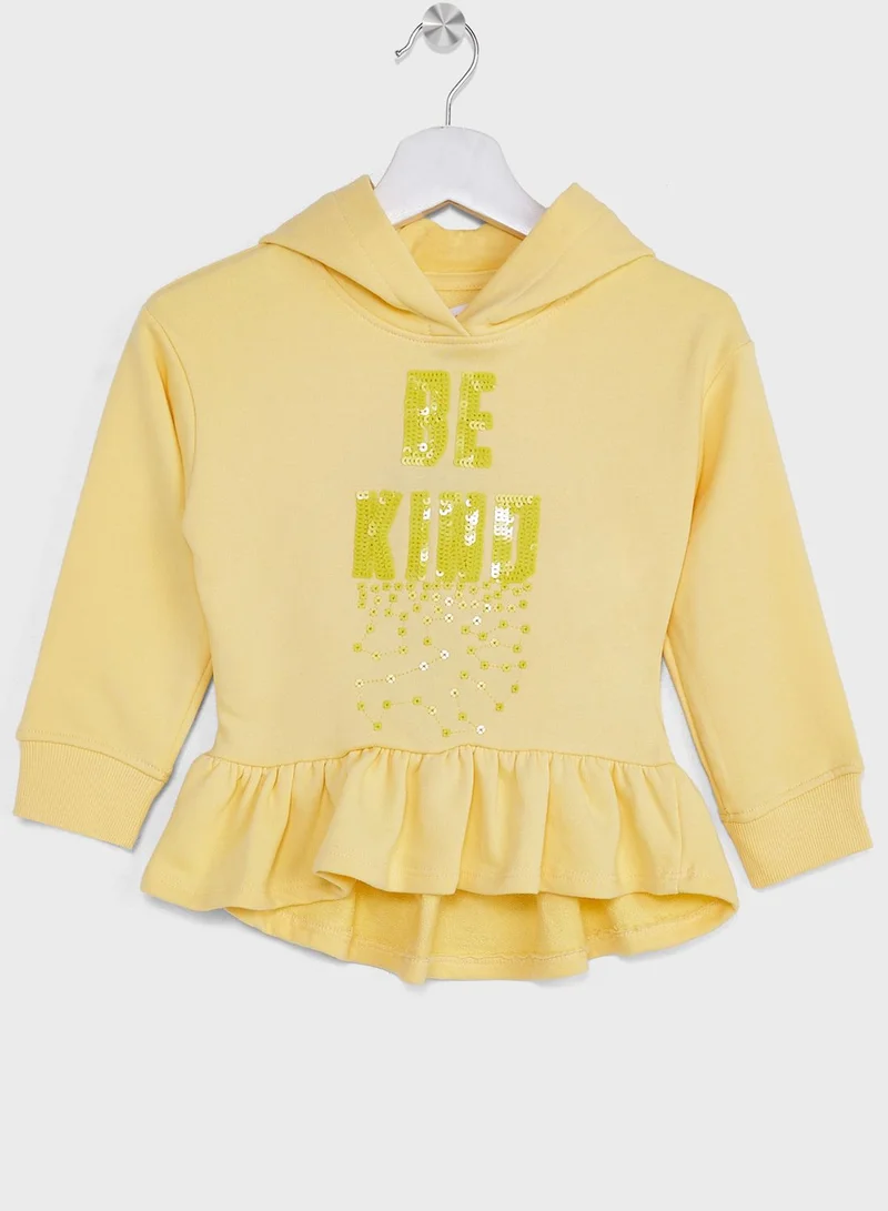 Ripples Girls Slogan Printing Hoodie And Jogger Set