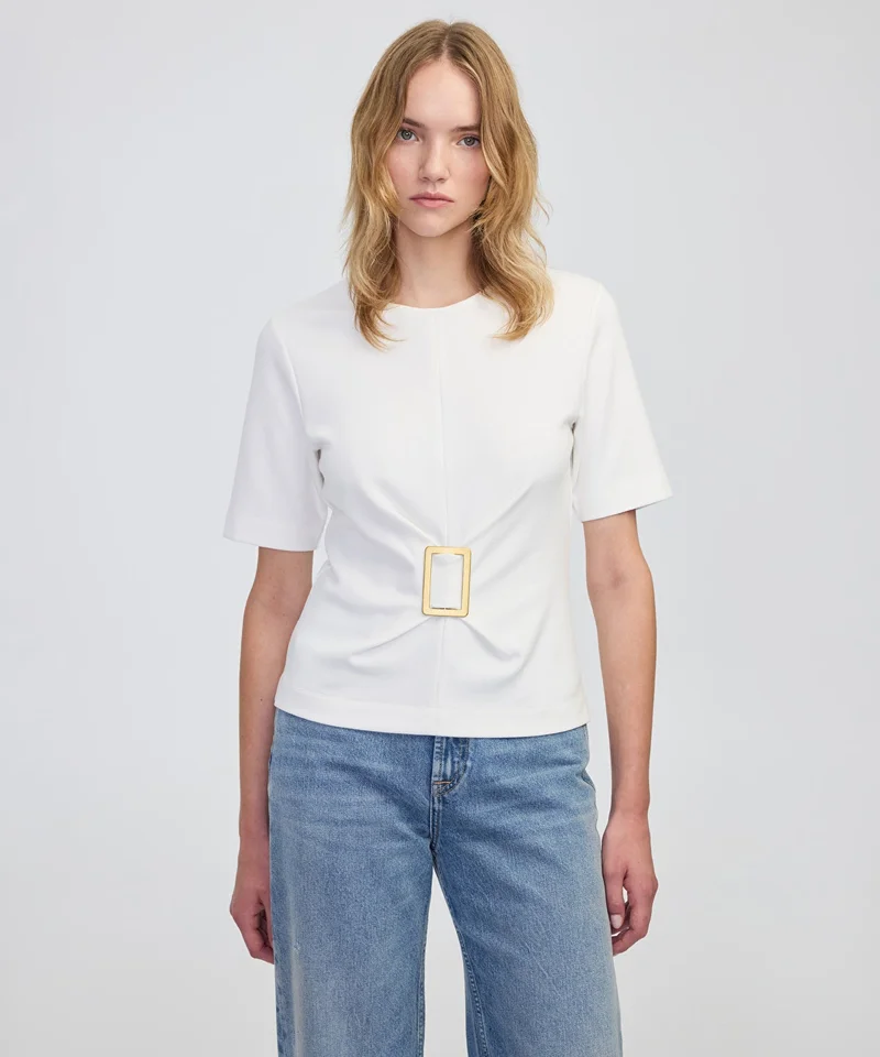 Ipekyol Short Sleeve Blouse with Buckle