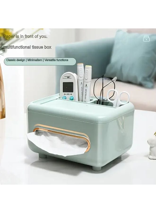 Vintage Desktop Organizer With Tissue Holder Drawer Deep Green Home Office Storage - Image 5