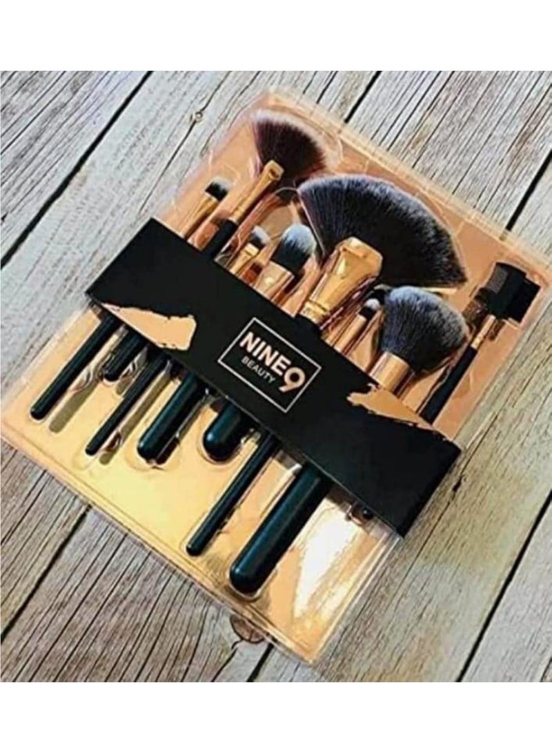 Nine Makeup Brush Set for Foundation, Blush, Eye Shadow, Eyelash, Lip & Brow | Portable Mini Makeup Brush Set 9 PCS | Soft Bristles Travel-Friendly Cosmetic Brushes for Women Girls (Multi Color) - Image 1