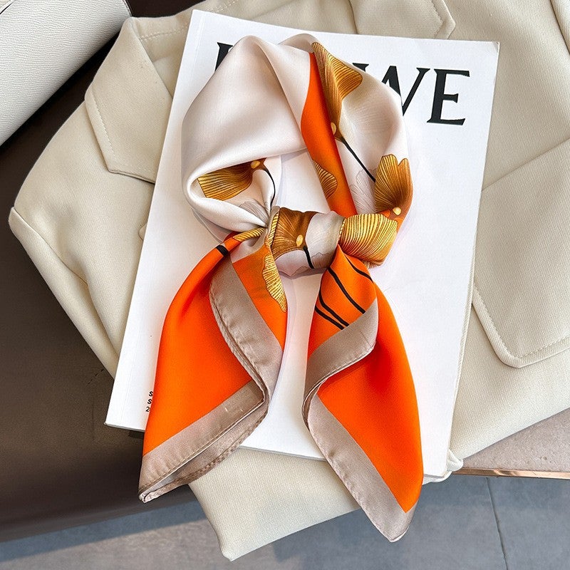 وشاح حرير نسائي مزاج صغير مربع زخرفي 70 احترافي صغير مربع أسلوب كوري جديد خريف وشتاء دافئ وشاح أسلوب فرنسي حزام شعر W-70-1-cc أحمر - Image 4