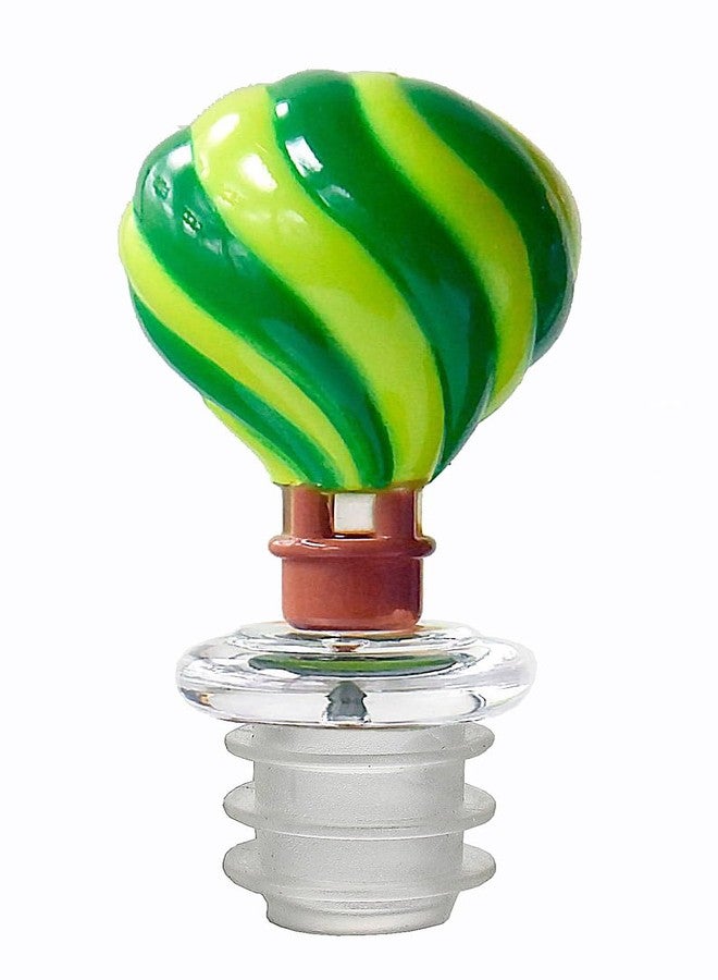 Prodyne Hot Air Balloon Acrylic Bottle Stopper, Green - Image 1