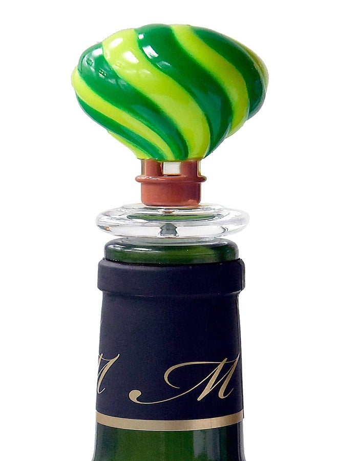 Prodyne Hot Air Balloon Acrylic Bottle Stopper, Green - Image 2