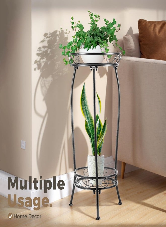 Kavlium Plant Stand Indoor Outdoor，Tall Black Metal Rustproof Stable Plant Stands，2 Tier 27.1 inch Multiple Plant Rack for Planter Corner Garden Living Room & Garden - Image 4