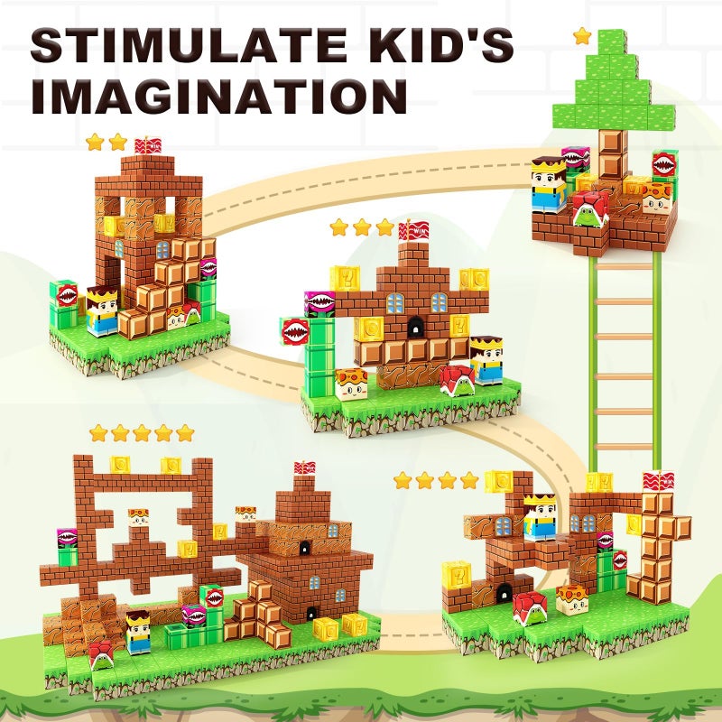 Soyee Magnetic Blocks Building Toys - Build Mine Magnet World Set Toddler Kids Sensory Toys for Boys & Girls Ages 3-5 5-7 8-12, 1'' Magnetic Cubes Game Easter Basket Stuffers for Boys - Image 3
