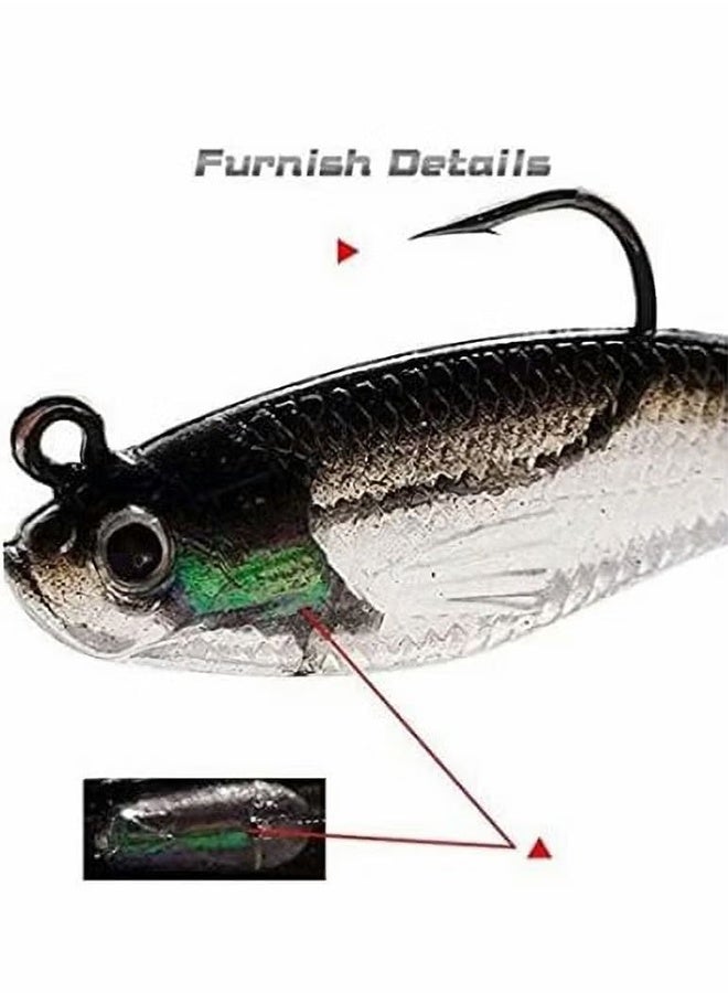 Ba Love Fishing Lure Set 8 cm Soft Bait Head Sea Fish Lures Fishing Tackle Sharp Treble Hook T Tail Artificial Bait, Lifelike Bass Fishing Lure for Saltwater and Freshwater - 5Pcs - Image 5