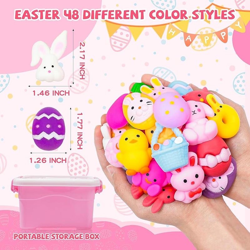 KEJIH 48PCS Easter Mochi Squishy Toys for Easter Basket Suffers, Easter Mochis Squishy Fidget Toys for Kids, Squishies for Egg Fillers, Classroom Prizes, Egg Hunt Games, Gifts, Toddlers, - Image 4
