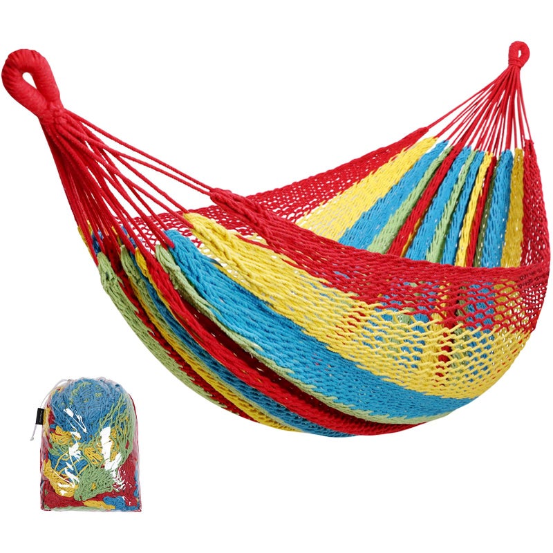 HappyPicnic Handwoven Mayan Hammock - Portable Family Size With Carry Bag, Multi-Color for Travel, Camping, Backyard, Porch, Outdoor or Indoor Use (Colorful) - Image 1