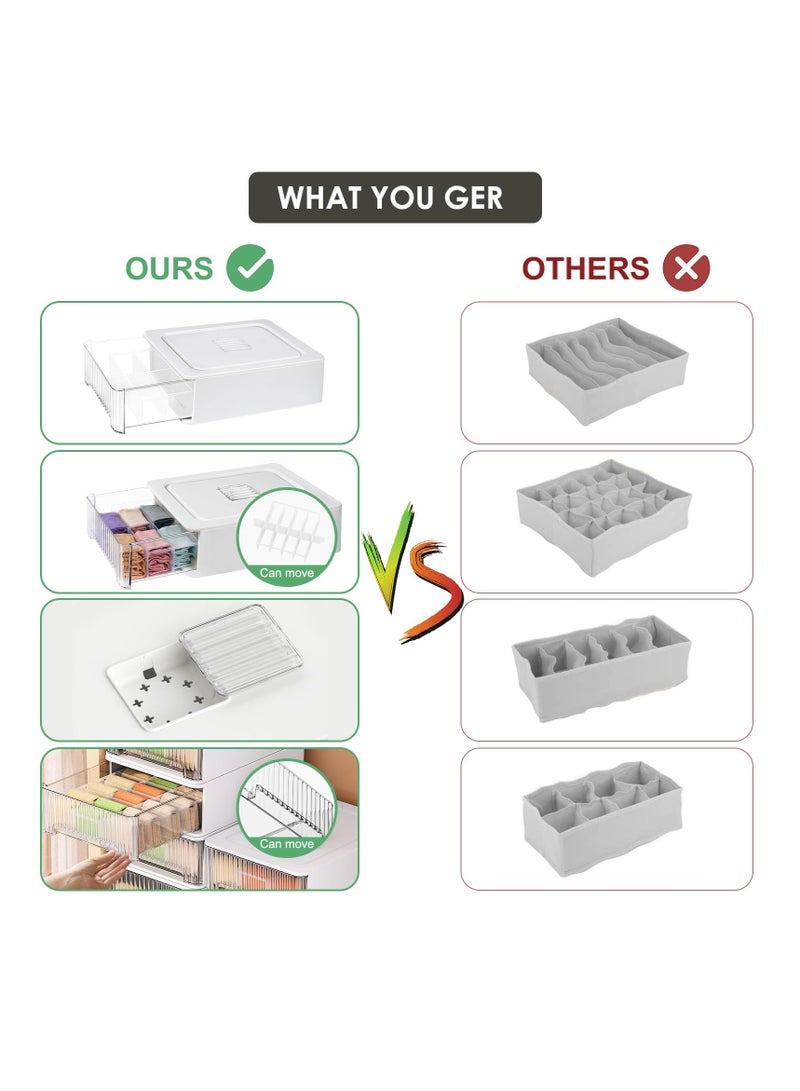 SYOSI Drawer Organizer for Clothing 12 Cell Clear Drawer and Closet Storage Boxes with Lid Closet Underwear Organiser Storage Dresser Drawer Dividers for Clothing Underwear Bras Socks - Image 2