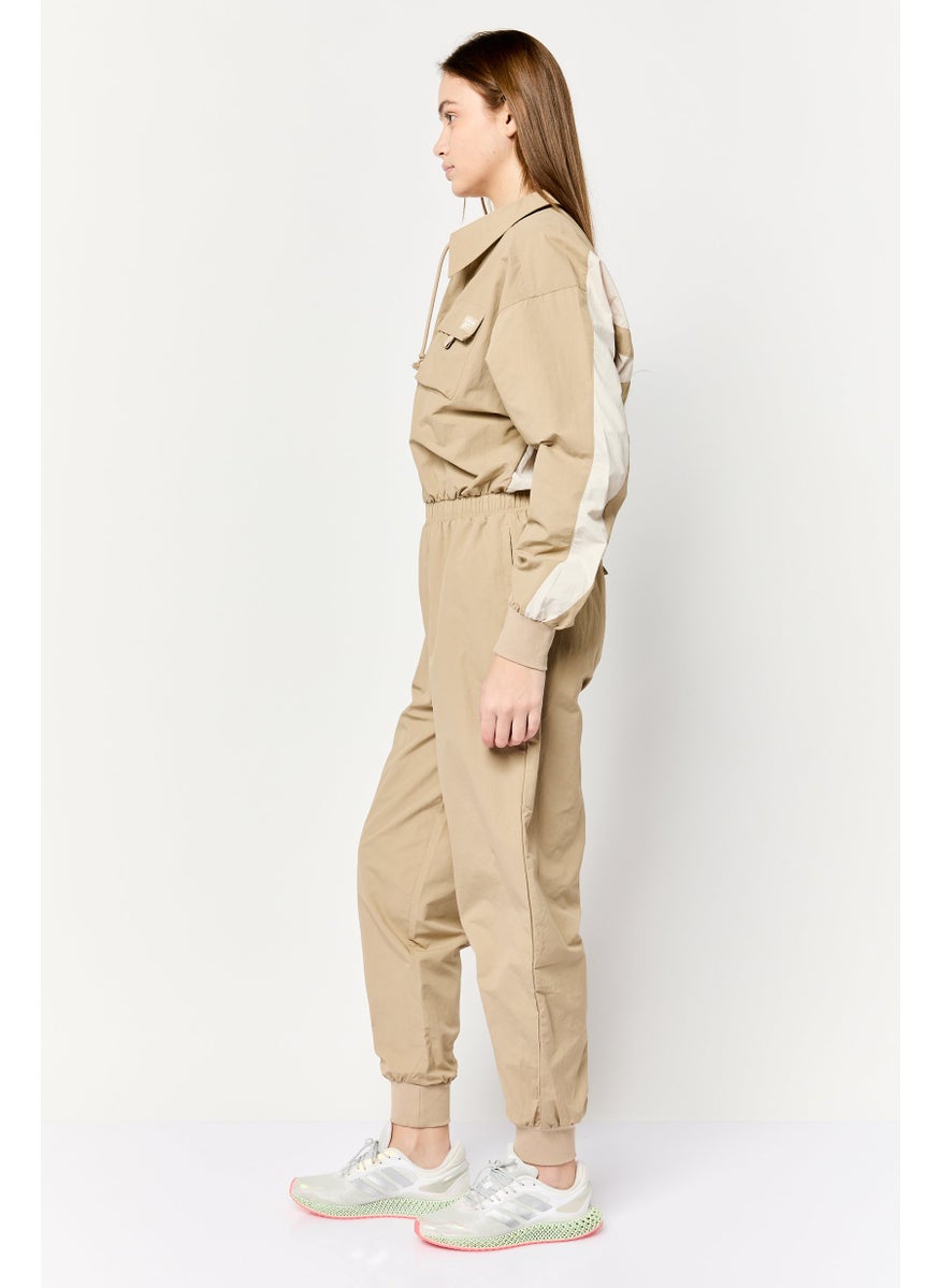 Reebok Women Sportswear Fit Long Sleeve Training Playsuits, Dark Tan  - Image 4
