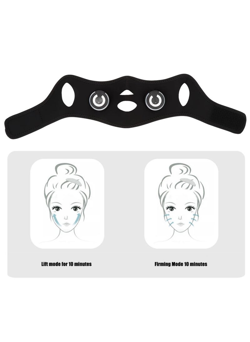 SYOSI V Face Massage Belt, Electric Face Lift Mask Face Slimming Belt Black USB Charge EMS 2 Modes 10 Gears Face Skin Tightening Device, Electric Double Chin Reducer Anti Aging V Line Up Lift Belt  - Image 4