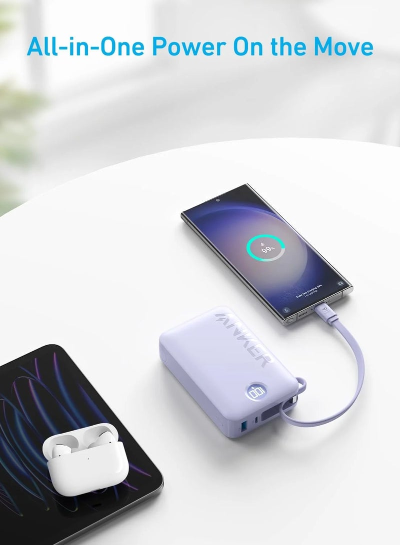 باور بانك Anker 335 بسعة 20000 مللي أمبير في الساعة وكابل USB-C مدمج بقوة 22.5 وات - Image 3