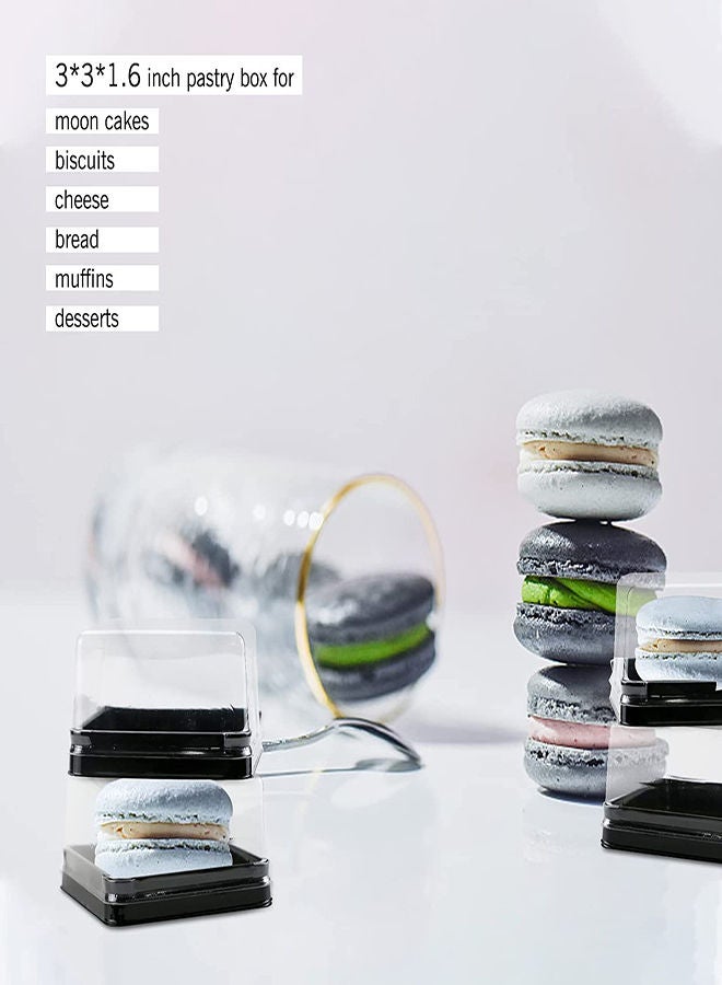 SYOSI صندوق كعكة صغيرة 50 قطعة صندوق بلاستيكي شفاف فردي لحلويات الكوب كعك المافن صندوق بسكويت صندوق قبة كعكة القمر حاويات حلوى مافن صغيرة صندوق هدايا لحفل الزفاف عيد ميلاد - Image 4