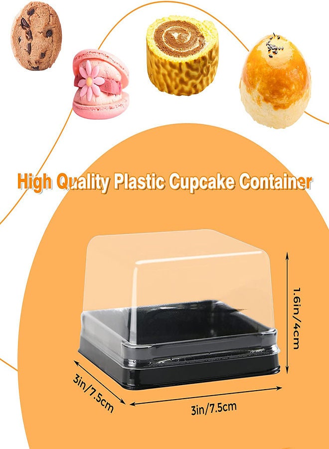SYOSI صندوق كعكة صغيرة 50 قطعة صندوق بلاستيكي شفاف فردي لحلويات الكوب كعك المافن صندوق بسكويت صندوق قبة كعكة القمر حاويات حلوى مافن صغيرة صندوق هدايا لحفل الزفاف عيد ميلاد - Image 3