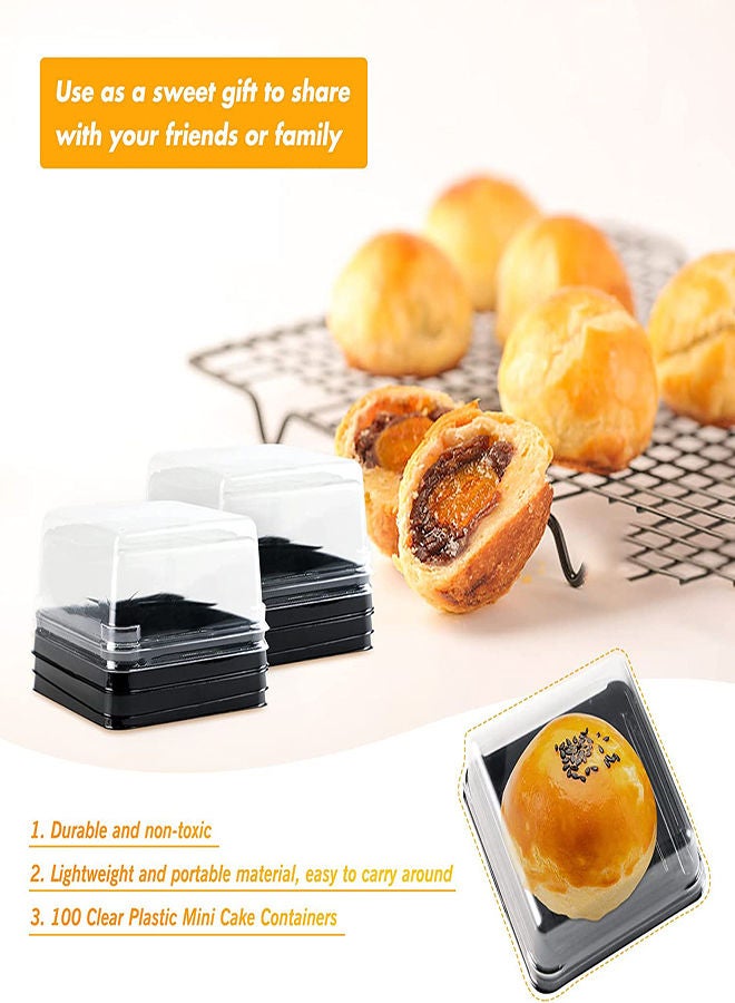 SYOSI صندوق كعكة صغيرة 50 قطعة صندوق بلاستيكي شفاف فردي لحلويات الكوب كعك المافن صندوق بسكويت صندوق قبة كعكة القمر حاويات حلوى مافن صغيرة صندوق هدايا لحفل الزفاف عيد ميلاد - Image 2