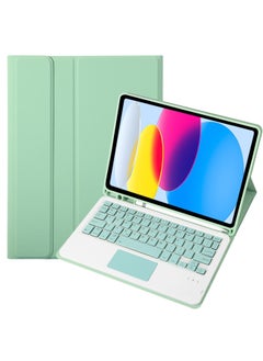 Generic For IPadAir11/Air6 Bluetooth Wireless Keyboard Air13 Protective Case Keyboard Tablet Protective Case-Color:Light Green Leather Case + Square Key Wonderful Control Keyboard-Product Type:ipad 10 Generation 10.9 2022 Edition  - Image 1