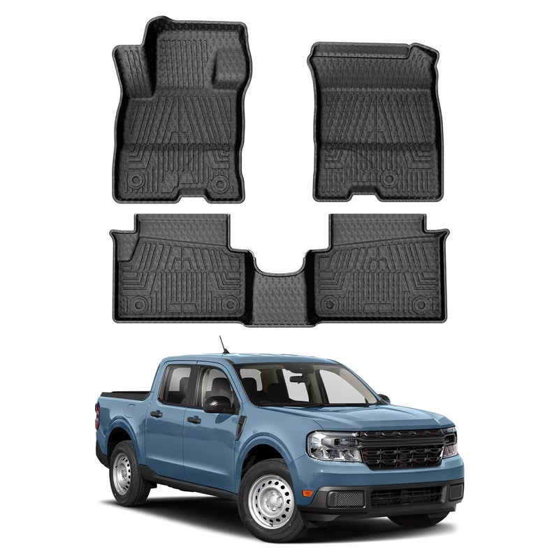 Mixsuper Custom Fit Floor Mats for Ford Maverick 2026 2025 2024 2023 2022 Only Fits Hybrid Models All Weather Floor Liners 1st 2nd Row Set Black