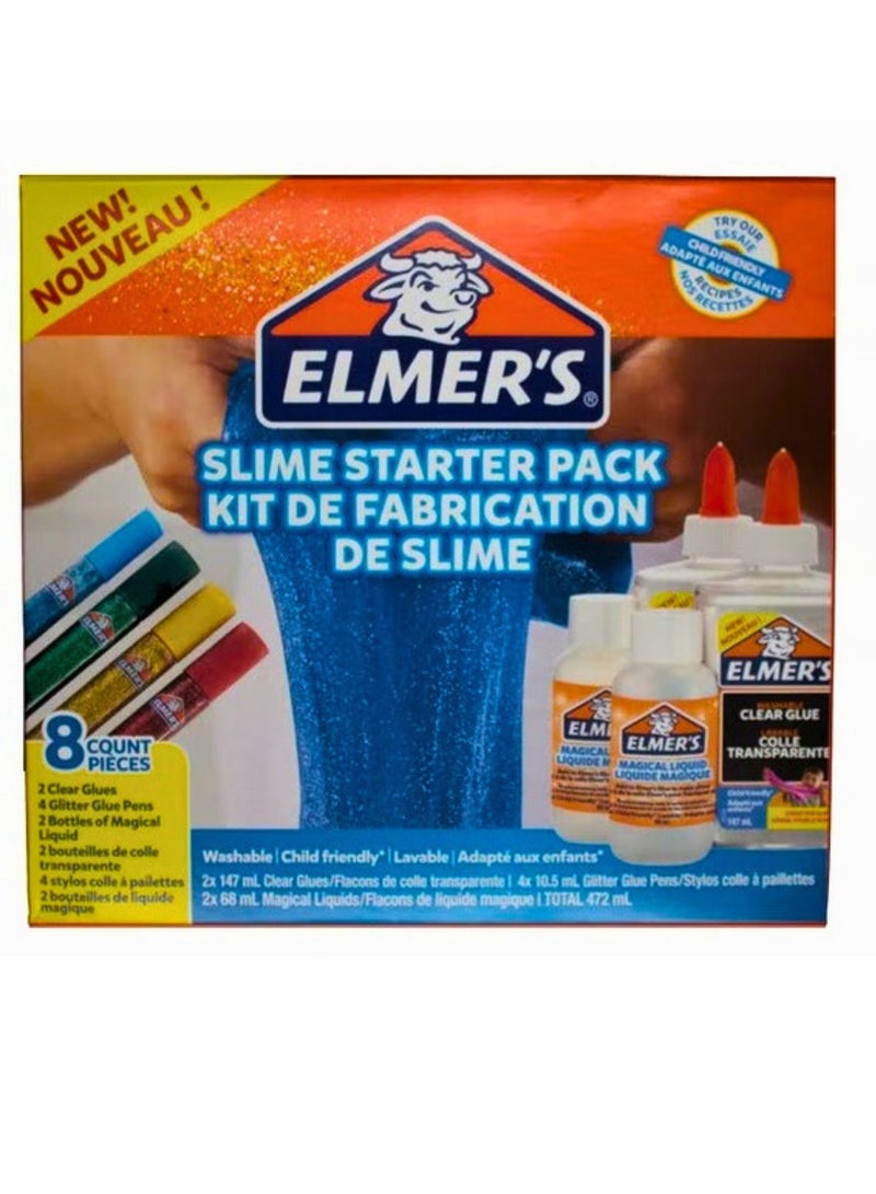إلميرز مجموعة أدوات غراء السلايم للمبتدئين من إلمر، غراء شفاف، أقلام غراء لامعة ومحلول تنشيط السلايم السائل السحري، عدد 8 - Image 1