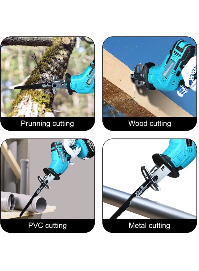 TriThardware Reciprocating Saw, Cordless, Electric Saw with 2 Batteries, Includes 12 Saw Blades Kit, Tool-free Blade Change, Variable Speed, Multi-Purpose, For DIY Wood Metal PVC Cutting (Blue)  - Image 4