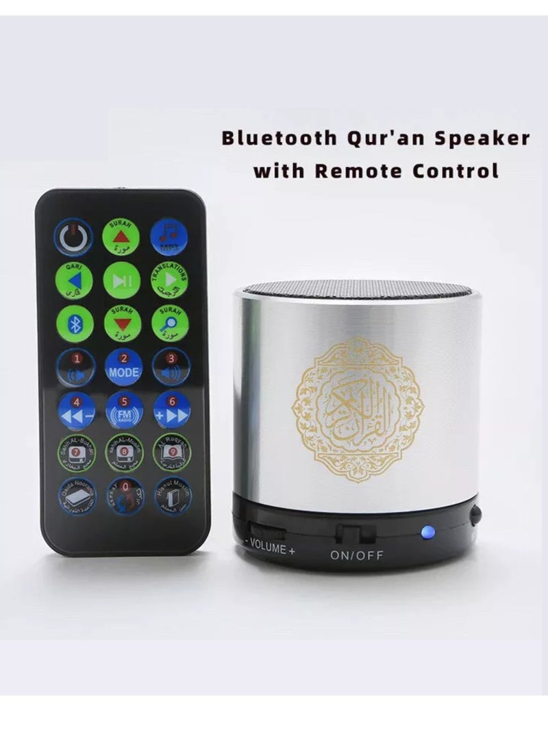 DIGI CORE Remote & App Control Speaker Portable Quran Speaker MP3 Player 8GB TF FM Quran Translator USB Rechargeable Wireless Speaker Complete Quran Reciter 18 Reciter 15 Translation Fast Surah Selection SQ-200 Silver - Image 3