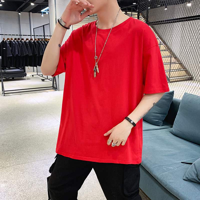 2025 New Short-Sleeved Men's Loose T-Shirt Summer Clothes Hong Kong Style Five-Quarter Sleeve Ins Top Pure Color Half-Sleeved T-Shirt for Men - Image 5