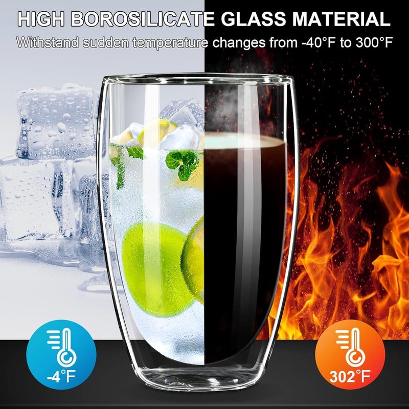 Tazweeq Double Wall Glass Coffee Mug with Silicone Lid - 15oz Insulated Cup for Hot and Cold Drinks - Image 5