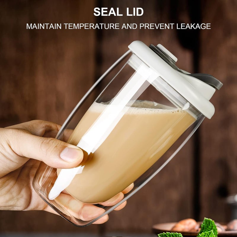 Tazweeq Double Wall Glass Coffee Mug with Silicone Lid - 15oz Insulated Cup for Hot and Cold Drinks - Image 4