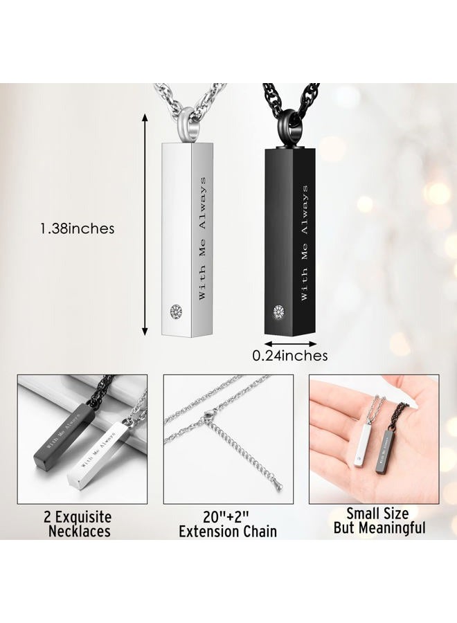 abooxiu Cremation Jewelry for Ashes Cube Ashes Necklace Urn Necklace Minimalist Vertical Bar Stainless Steel Memorial Pendant Keepsake - With Me Always - Customize Available, Stainless Steel, stainless steel - Image 2