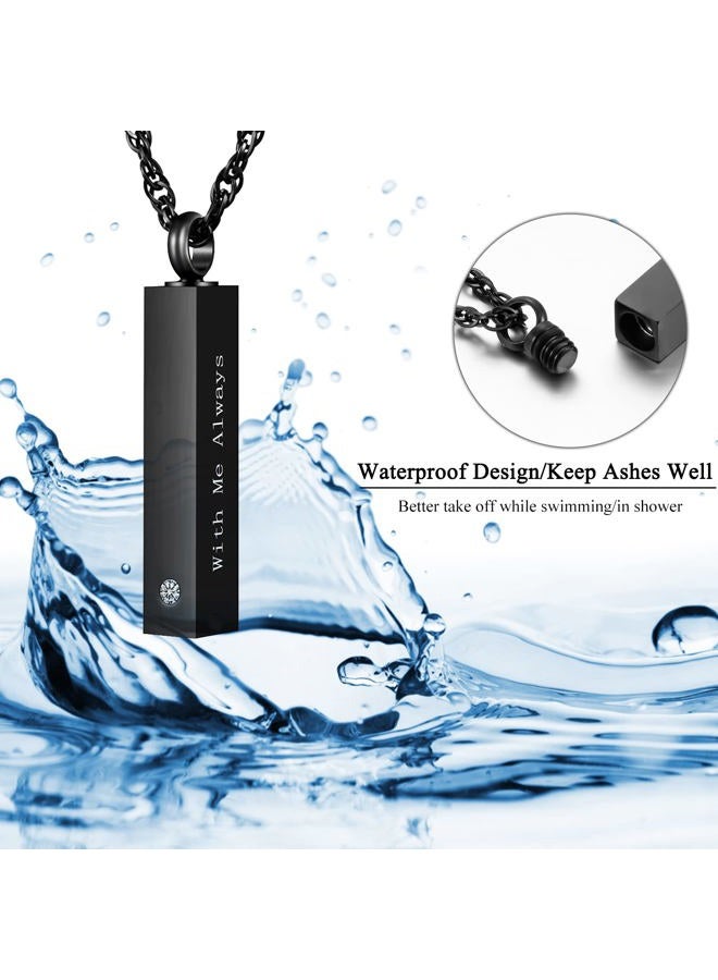 abooxiu Cremation Jewelry for Ashes Cube Ashes Necklace Urn Necklace Minimalist Vertical Bar Stainless Steel Memorial Pendant Keepsake - With Me Always - Customize Available, Stainless Steel, stainless steel - Image 4