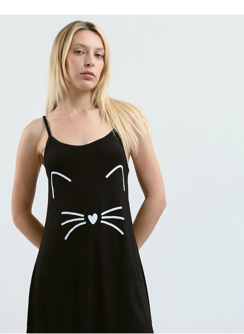 Mesery - Mesery Sleep Shirt Thin Strap - Printed - Image 1