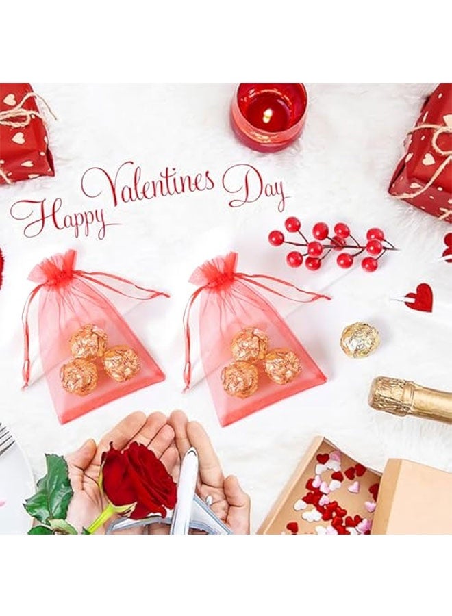 50pcs Organza Bags, 4x4.72 inches(10x12cm) Red Christmas Wedding Favors Christmas Gift Drawstring Bags Jewelry Pouches - Image 4