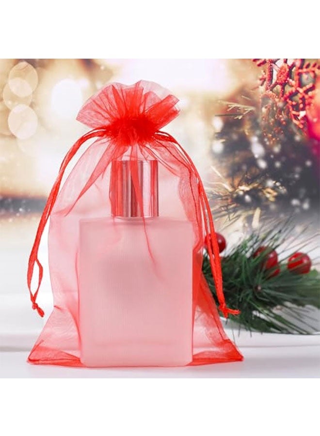 50pcs Organza Bags, 4x4.72 inches(10x12cm) Red Christmas Wedding Favors Christmas Gift Drawstring Bags Jewelry Pouches - Image 5