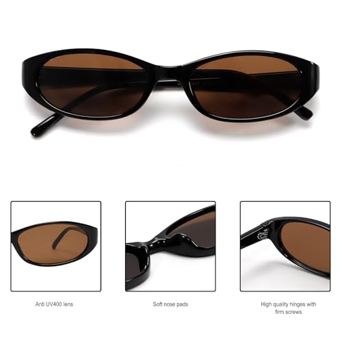 GUVIVI Retro Oval Sunglasses for Women 2026 90s Small Chic Cat Eye Sun Glasses Sunnies Lightweight Shades - Image 4