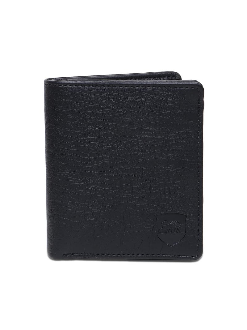 SAMTROH Black PU Leather Wallet for Men I 5 Card Slots I 2 Currency & Secret Compartments I 1 Coin Pocket & 1 ID Card Slots - Image 1