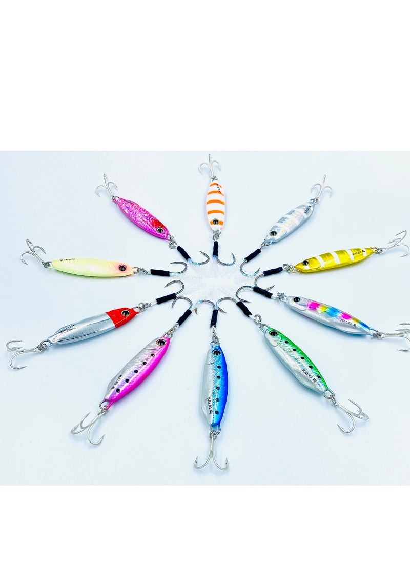 oakura Kaiju Silver Zebra Jig Set - 20G Weights, Extra Sharp Bkk Hook, 10 Mesmerizing Colors - Lightweight Gear For Epic Fishing Adventures  - Image 2
