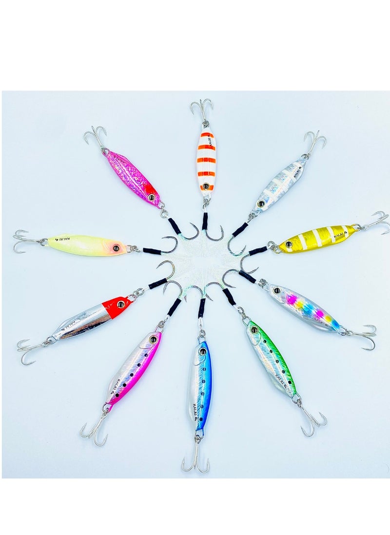 oakura Kaiju Silver Zebra Jig Set - 20G Weights, Extra Sharp Bkk Hook, 10 Mesmerizing Colors - Lightweight Gear For Epic Fishing Adventures  - Image 3