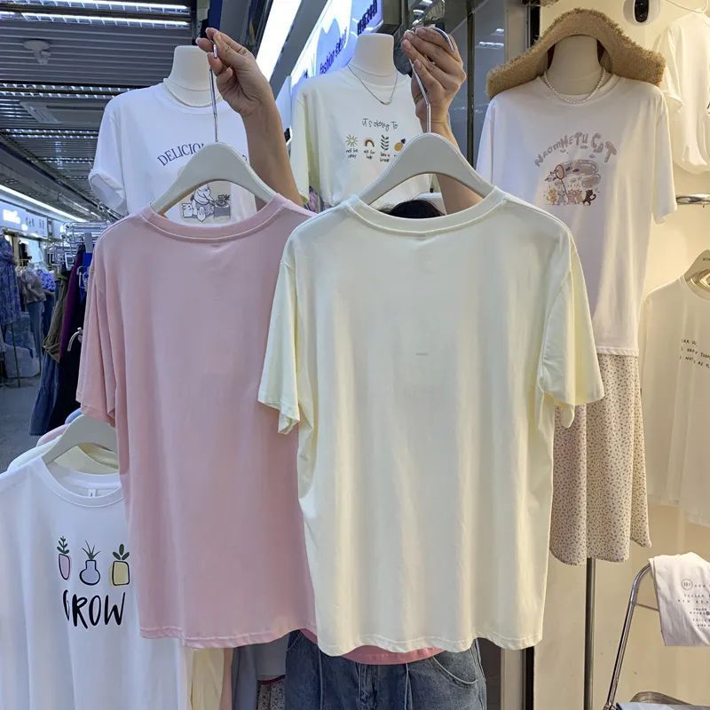 Super Hand-Feeling Modal Korean Style Bunny Sweet Loose All-Match 2025 Cartoon Printed Casual Short-Sleeved T-Shirt For Women - Image 4
