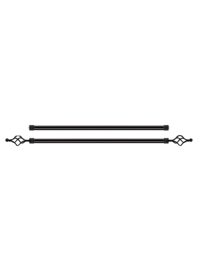 KNP Roman Adjustable Curtain Rod, Black, Metal Single Rod Window Treatment Rod Drapery Rod 150-300 cm