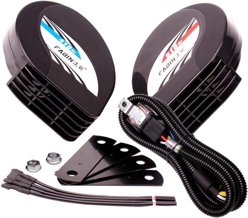 FARBIN Compact Horn 12V Car Horns Loud Dual-Tone Waterproof Auto Horns Electric Snail Horn Kit with Relay Harness,Universal for Any 12V Vehicles - Image 1