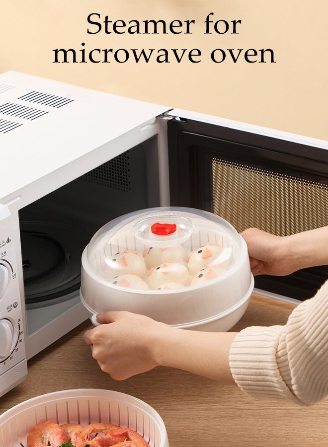 Steamer for Microwave with 2 Trays,Multifunctional Food Steamer with Lid,Steaming Pot For Kitchen Cooking,Cookware for Cooking Vegetables, Seafood, Eggs - Image 4