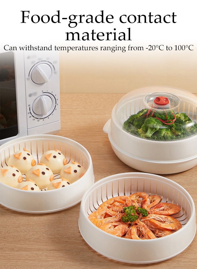 Steamer for Microwave with 2 Trays,Multifunctional Food Steamer with Lid,Steaming Pot For Kitchen Cooking,Cookware for Cooking Vegetables, Seafood, Eggs - Image 5