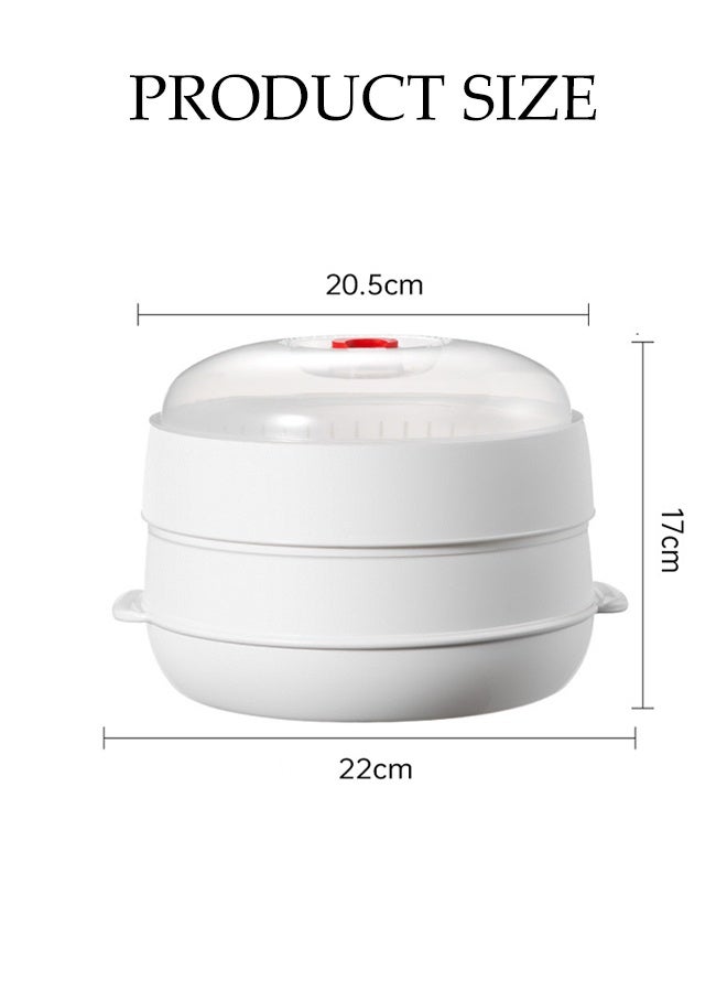 Steamer for Microwave with 2 Trays,Multifunctional Food Steamer with Lid,Steaming Pot For Kitchen Cooking,Cookware for Cooking Vegetables, Seafood, Eggs - Image 2