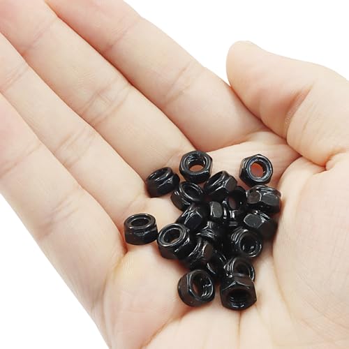 Murtenze 50Pcs Hex Lock Nuts, M5 x 0.8mm Stainless Steel Black Nylon Insert Self-Locking Nuts, for Fasteners - Image 5